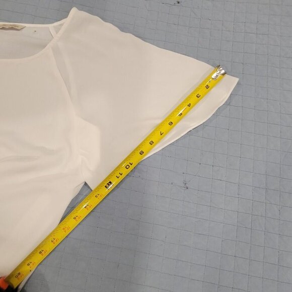 Soft Surroundings Semi Sheer Hi-Lo Dressy Career Blouse Off White Shirt Top M - Picture 3 of 9
